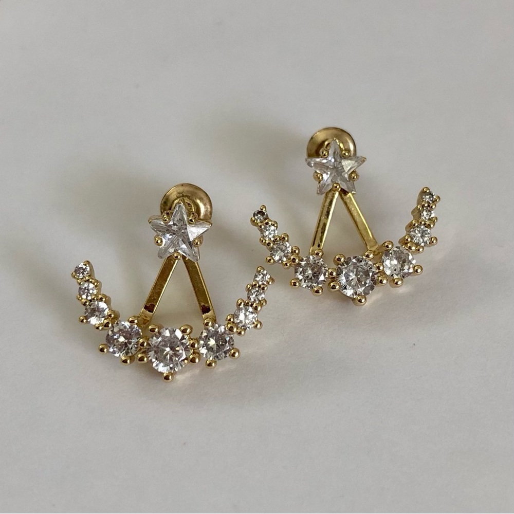 Gold Star Ear Jacket Earrings